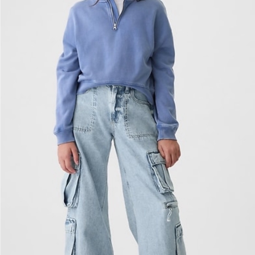 Kids Midrise Double Cargo Baggy Jeans